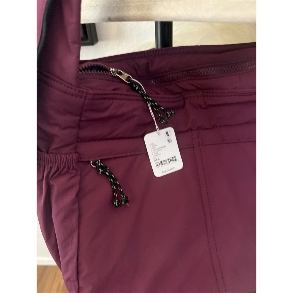 NWT Free People Checkmate Sling Carryall Bag Utility Puffer Deep Mulberry Purple